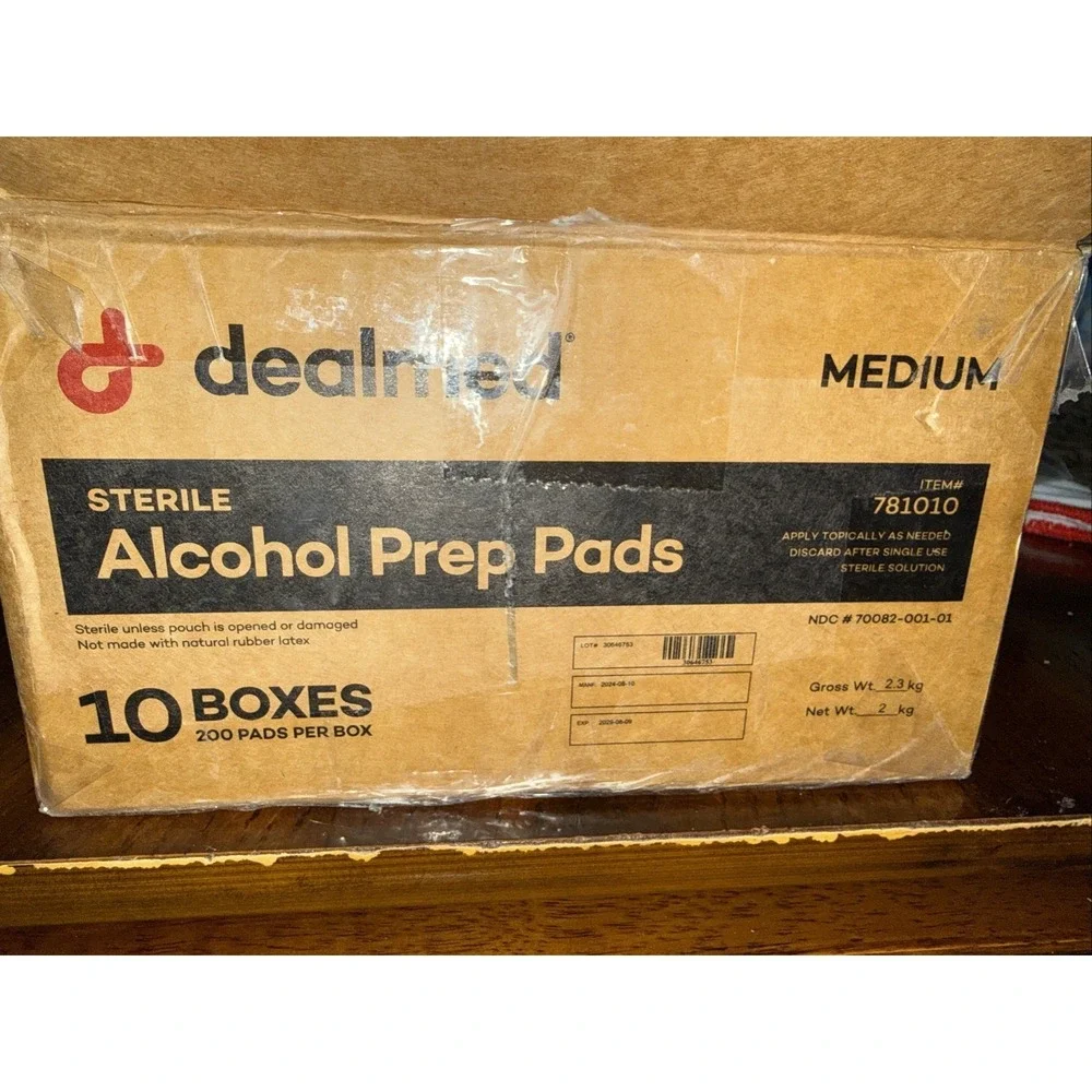 10 Dealmed Alcohol Prep Pads, Gamma Sterilized 10 Boxes Of 200
